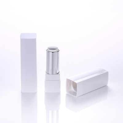 White Plastic Empty Square Lipstick Tube 12.1mm