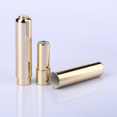 Plastic round metallic empty gold push button lipstick tube