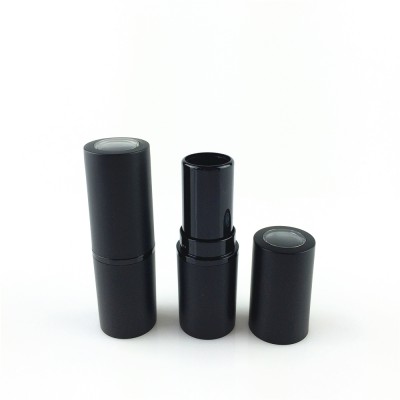 Round Matte Black Plastic Airtight Lipstick Tube With Window