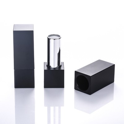 Square empty plastic black matte lipstick container magnetic