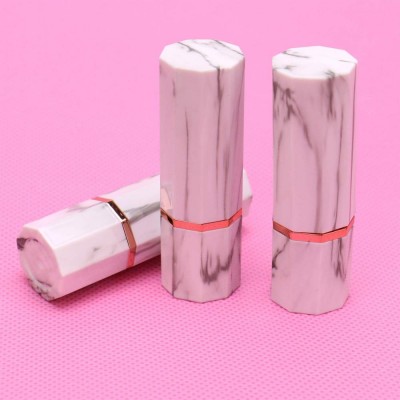 Octagon creative plastic marble empty lipstick tubes