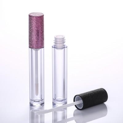 Pink 6ml round thick wall empty lipgloss tubes with ombre cap